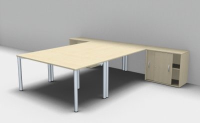 Schreibtischarbeitsplatz GV2 für 3 Personen Ahorn