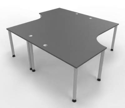 Doppelarbeitsplatz H200 Grafit Silber