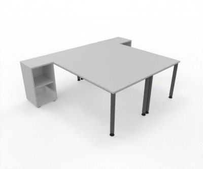 Doppelarbeitsplatz 240 x 180 cm HA4 Gestell Grafit Tischplatten Lichtgrau