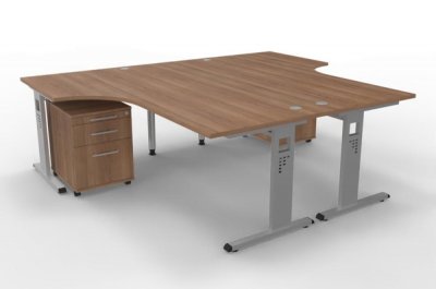 Doppelarbeitsplatz O324 Nussbaum