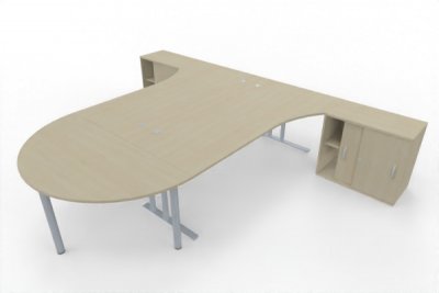 Doppelarbeitsplatz mit Besprechnungstisch 360 x 280 cm PA1 Ahorn