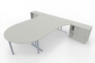 Doppelarbeitsplatz mit Besprechnungstisch 360 x 280 cm PA1 Weiß