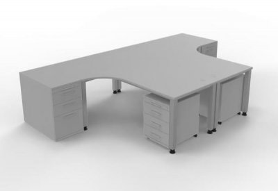 Doppelarbeistplatz Q1438 Schreibtisch für 2 Personen Dekorfarbe Lichtgrau