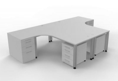 Doppelarbeistplatz Q1438 Schreibtisch für 2 Personen Dekorfarbe Weiss