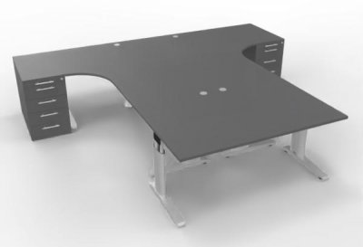 Schreibtisch-Arbeitsplatz U24 für 3 Personen Silber-Grafit