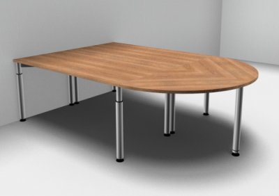 Doppelarbeitsplatz YD2 mit Berateransatztisch Nussbaum silber