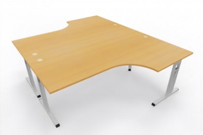 Doppelarbeitsplatz 240 x 200 cm OD1 Gestell Silber Tischplatte Buche