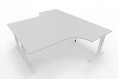 Doppelarbeitsplatz 240 x 200 cm OD1 Gestell Weiß Tischplatte Lichtgrau