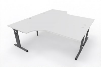 Doppelarbeitsplatz 240 x 200 cm OD1 Gestell Grafit Tischplatte Weiß