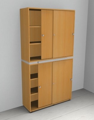 Schiebetürenschrank Master 2teilig mit Auszugsboden Buche