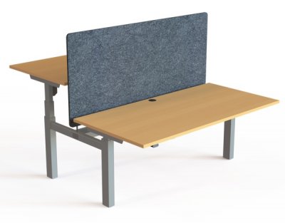 elektrisch höhenverstellbarer Doppelschreibtisch CS Dekor Buche Abbildung mit optionaler Tischtrennwand