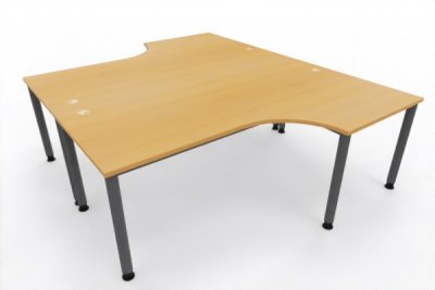 Doppelarbeitsplatz H200 240 x 200 cm Tischplatten Buche Gestell Grafit