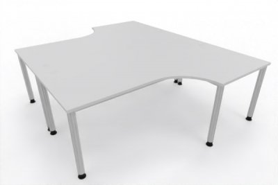 Doppelarbeitsplatz H200 240 x 200 cm Tischplatten Lichtgrau Gestell Grafit