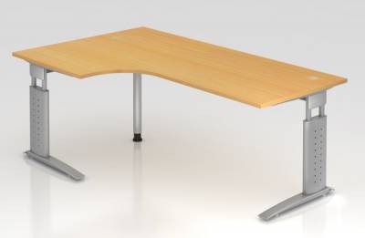 Winkelschreibtisch Unna Silber Buche