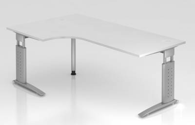 Winkelschreibtisch Unna Silber Weiss