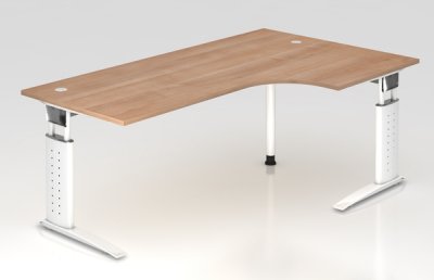 Winkelschreibtisch Unna Weiss Nussbaum