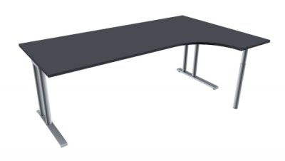 EDV-Schreibtisch TEN 200 cm, rechts onyxgrau