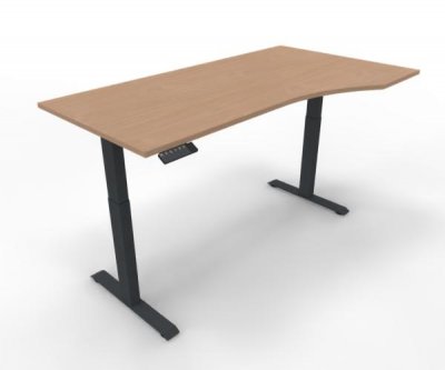elektrisch höhenverstellbarer PC-Schreibtisch GE11 180x80/100 cm Anthrazit-Buche