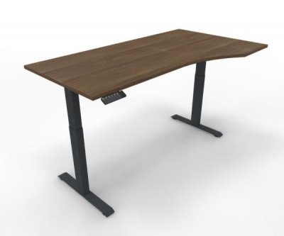 elektrisch höhenverstellbarer PC-Schreibtisch GE11 180x80/100 cm Anthrazit-Nussbaum