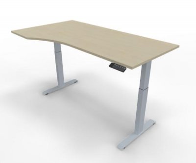 Elektrisch höhenverstellbarer PC-Schreibtisch GE12 180x100/80 cm Silber-Ahorn