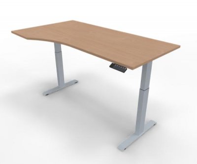 Elektrisch höhenverstellbarer PC-Schreibtisch GE12 180x100/80 cm Silber-Buche