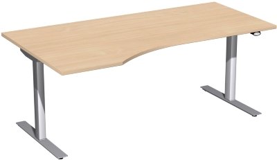 PC-Schreibtisch elektrisch höhenverstellbar linke Seite 100 cm tief Buche