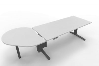 Elektrisch höhenverstellbarer Schreibtisch XBM12 mit Beratertisch Grafit Weiß