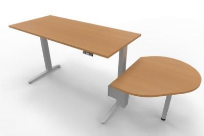 Elektrisch höhenverstellbarer Schreibtisch XBM12 mit Beratertisch Silber Buche