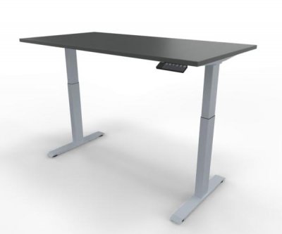 Elektrisch höhenverstellbarer Schreibtisch GE16 160x80 cm Silber-Onyx