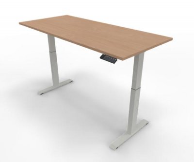 Elektrisch höhenverstellbarer Schreibtisch GE18 180x80 cm Weiß-Buche
