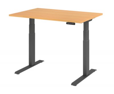 Schreibtisch HDK 120 cm elektrisch höhenverstellbar graphit buche