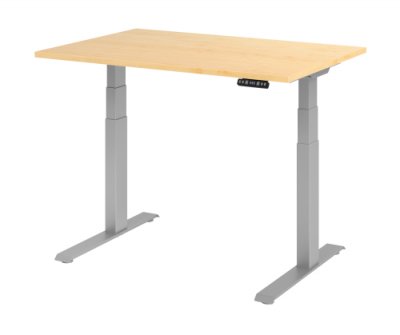 Schreibtisch HDK 120 cm elektrisch höhenverstellbar silber ahorn