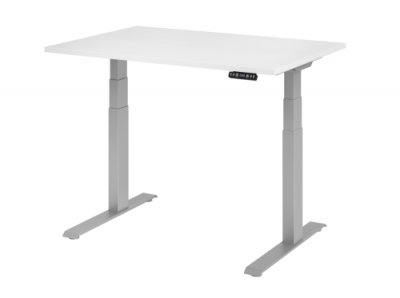Schreibtisch HDK 120 cm elektrisch höhenverstellbar silber weiss