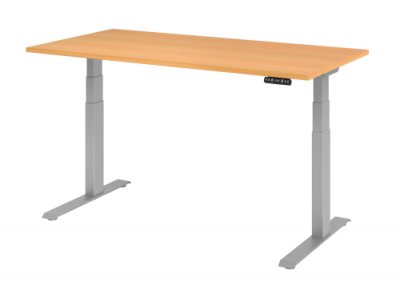 Schreibtisch HDK 160 cm elektrisch höhenverstellbar silber buche