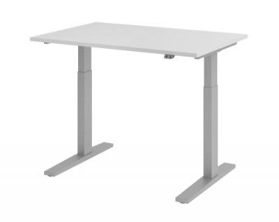 Schreibtisch HMK 120 cm elektrisch höhenverstellbar silber lichtgrau