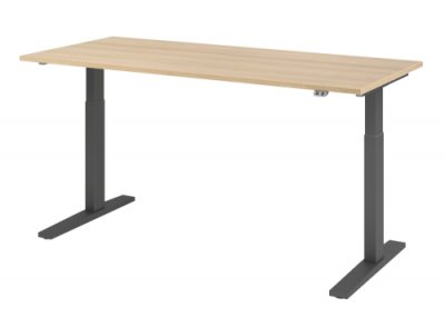 Schreibtisch HMK 180 cm elektrisch höhenverstellbar graphit eiche