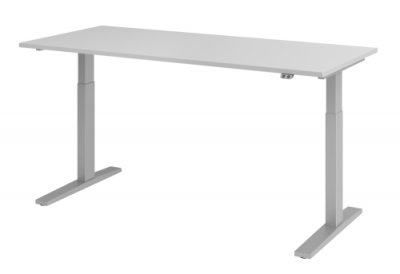 Schreibtisch HMK 180 cm elektrisch höhenverstellbar silber grau