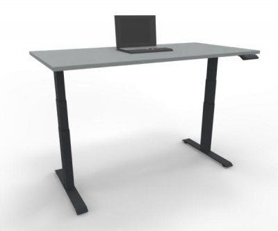 Schreibtisch 160 x 80 cm GP16 elektrisch höhenverstellbar Tischplatte Lichgrau Gestell Anthrazit