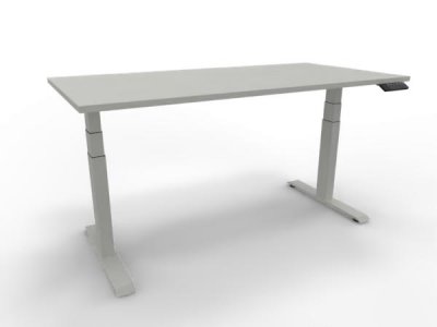 Schreibtisch 160 x 80 cm GP16 elektrisch höhenverstellbar Tischplatte Weiß Gestell Weiß