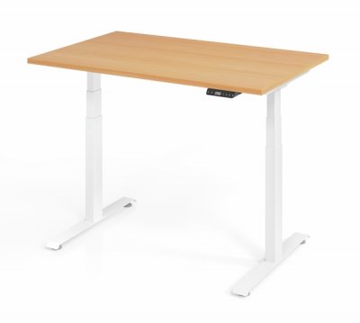 elektrisch höhenverstellbarer Schreibtisch 120 x 80 cm BaseLite Buche Weiß
