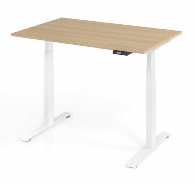 elektrisch höhenverstellbarer Schreibtisch 120 x 80 cm BaseLite Eiche Weiß