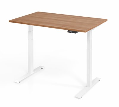 elektrisch höhenverstellbarer Schreibtisch 120 x 80 cm BaseLite Nussbaum Weiß