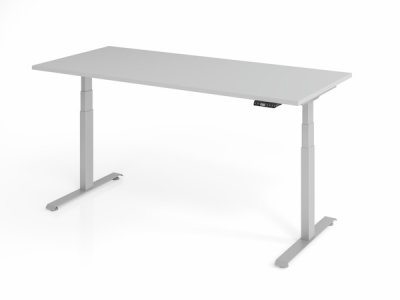 Schreibtisch 180x80 cm BaseLite elektrisch höhenverstellbar Lichtgrau Silber