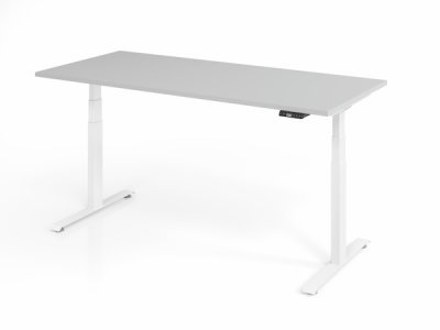 Schreibtisch 180x80 cm BaseLite elektrisch höhenverstellbar Lichtgrau Weiß