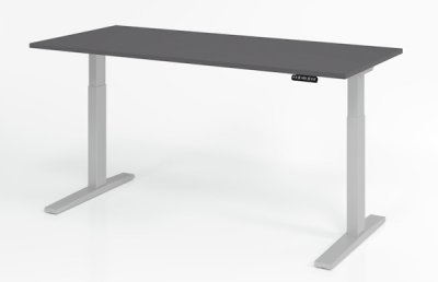 elektrischer Schreibtisch HMK 180x80 cm Gestell Silber Tischplatte Grafit