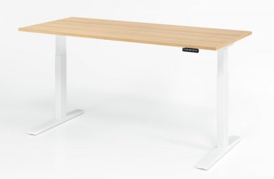 elektrischer Schreibtisch HMK 180x80 cm Gestell Weiß Tischplatte Eiche