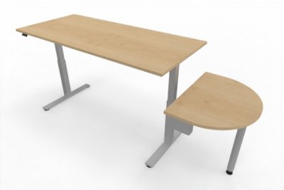 Schreibtisch elektrisch höhenverstellbar mit Anbautisch Ahorn