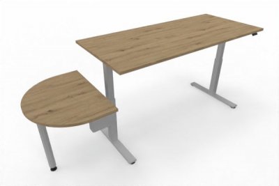 Schreibtisch elektrisch höhenverstellbar mit Anbautisch Asteiche