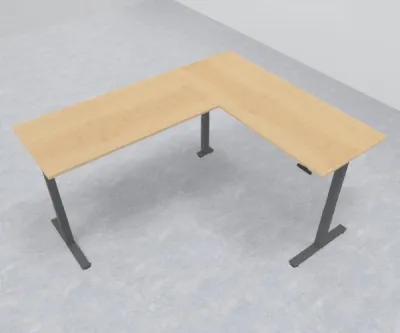 Elektrisch höhenverstellbarer Winkelschreibtisch 200 x 240 cm DSM Grafit Ahorn