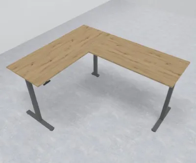 Elektrisch höhenverstellbarer Winkelschreibtisch 200 x 240 cm DSM Grafit Asteiche